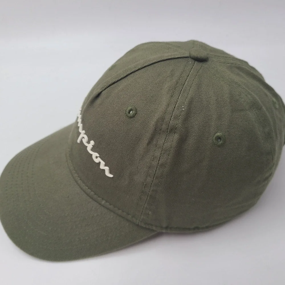 Champion Hat Strapback (Fits Small) Green White Script Logo Casual Brand Cotton